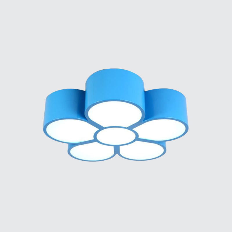 Plum Blossom Led Flushmount Lighting For Kids’ Kindergarten Ceiling - Red/Yellow/Blue