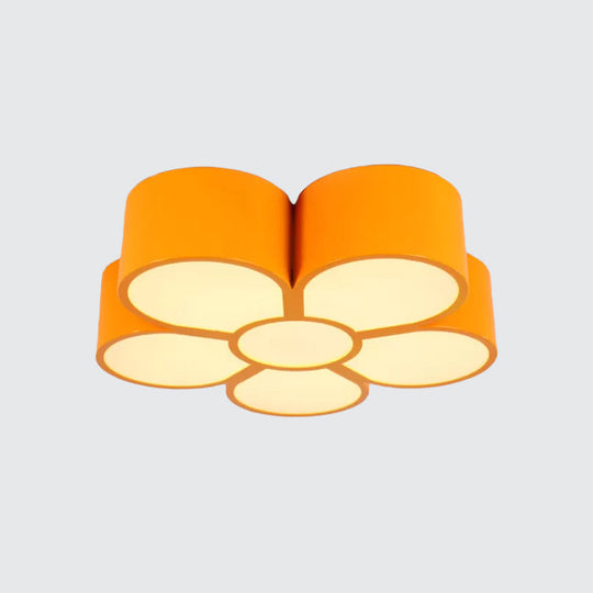 Plum Blossom Led Flushmount Lighting For Kids’ Kindergarten Ceiling - Red/Yellow/Blue