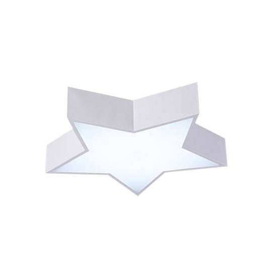 Kids Led Flush Mount Lamp - Five - Pointed Star Design In White/Red/Blue Ceiling Lighting Fixture