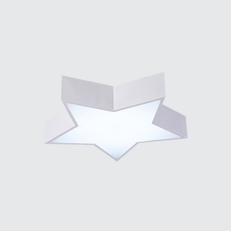 Kids Led Flush Mount Lamp - Five-Pointed Star Design In White/Red/Blue Ceiling Lighting Fixture