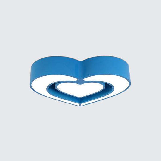 Kids’ Acrylic Dual Loving Heart Led Flush Ceiling Light - Red/Yellow/Blue Mount Lamp For Bedroom