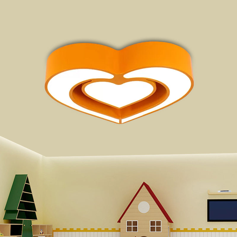 Kids’ Acrylic Dual Loving Heart Led Flush Ceiling Light - Red/Yellow/Blue Mount Lamp For Bedroom