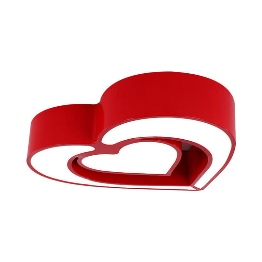 Kids’ Acrylic Dual Loving Heart Led Flush Ceiling Light - Red/Yellow/Blue Mount Lamp For Bedroom