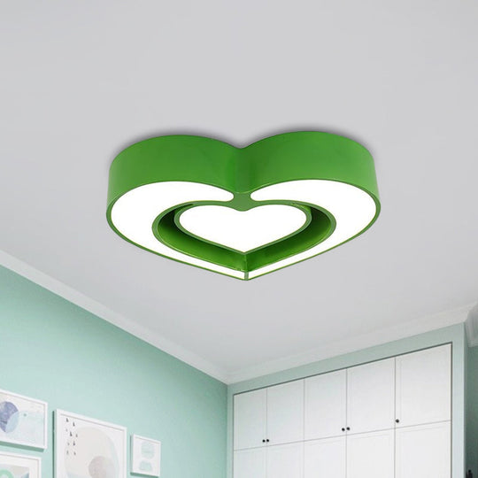 Kids’ Acrylic Dual Loving Heart Led Flush Ceiling Light - Red/Yellow/Blue Mount Lamp For Bedroom