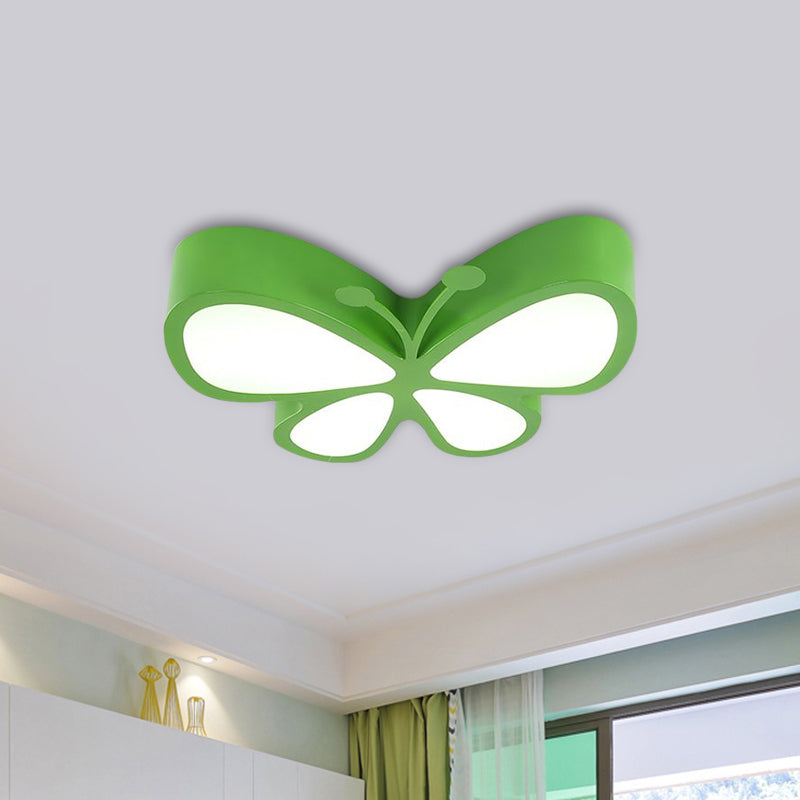 Kids’ Led Butterfly Ceiling Lamp With Acrylic Shade - Red/Yellow/Blue Flushmount Light