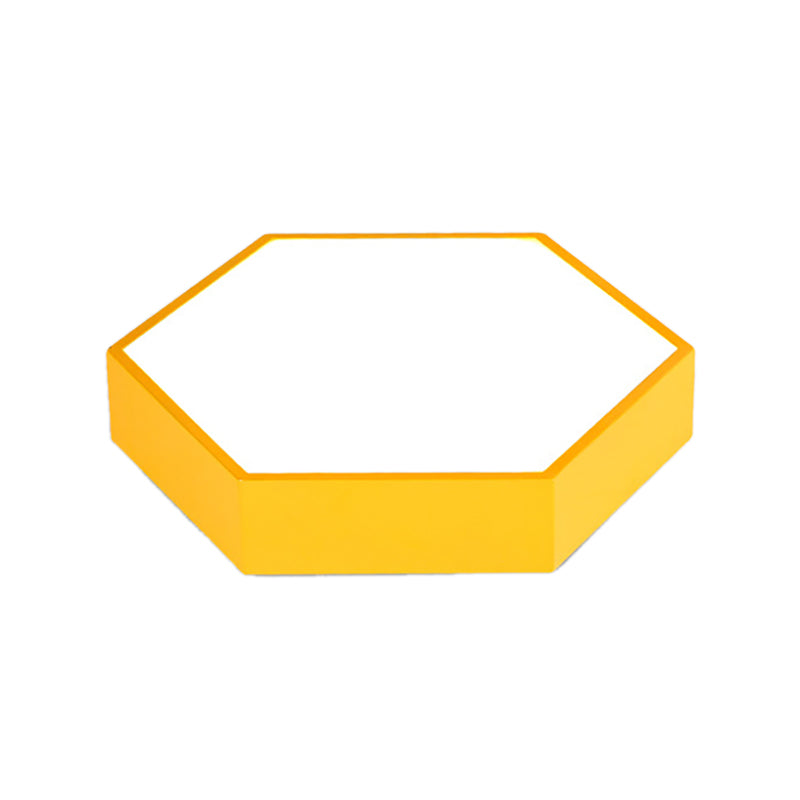 Kids’ Metal Acrylic Hexagon Flush Ceiling Light - Simple Led Lamp For Living Room