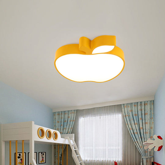 Kids Style Led Ceiling Lamp For Baby Room - Apple Acrylic Flush Mount Light (18/21.5 W)