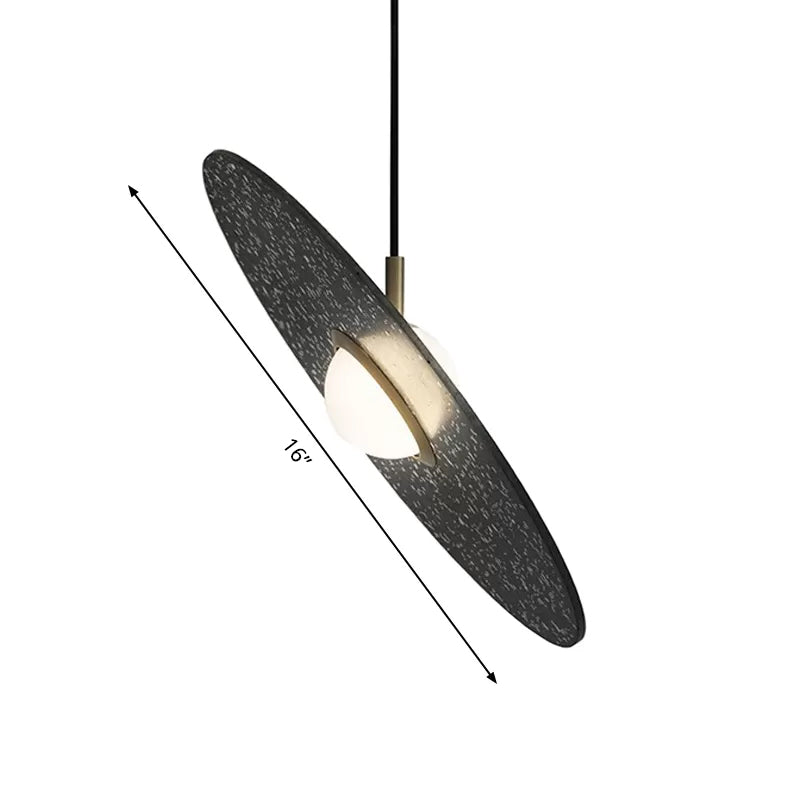 Ufo Shaped Pendant Lamp Modern Concrete 1 Light Black/White/Pink Hanging Ceiling