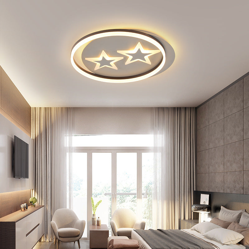 Modern Starry Led Ceiling Light For Kids’ Bedroom - Acrylic Round Lamp In White/Black