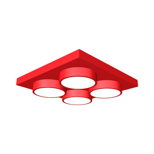 Led Nursery Ceiling Lamp - Kids Building Block Flush Mount Fixture Metal 16’/19.5’/23.5’