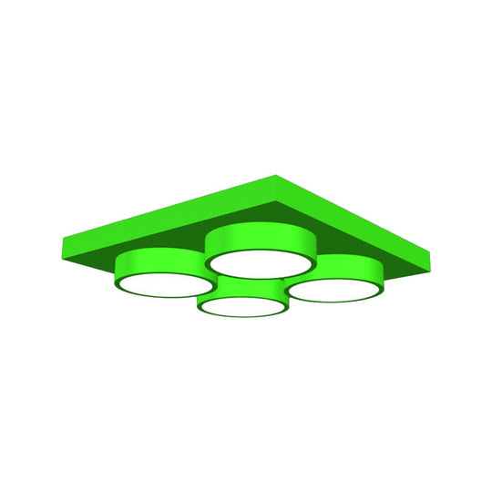 Led Nursery Ceiling Lamp - Kids Building Block Flush Mount Fixture Metal 16’/19.5’/23.5’