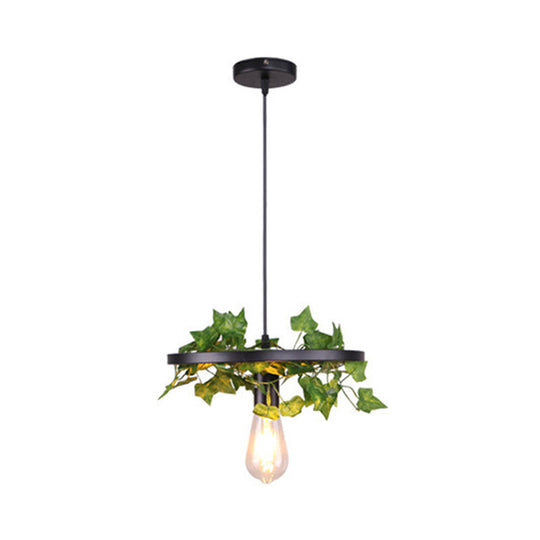Rustic Iron Wheel Chandelier - Black With 1/3/6 Bulbs Perfect For Restaurant Plant Pendant Lighting