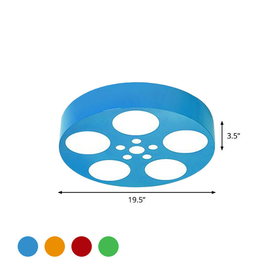 Acrylic Led Kids Flush Mount Lighting In Vibrant Red/Yellow/Blue – Rounded Nursery Room Fixture