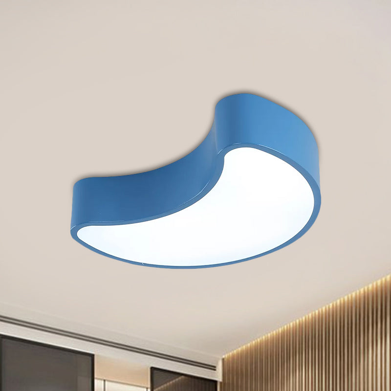 Semi-Moon Led Acrylic Flush Mount Ceiling Fixture For Kids’ Leisure Area - White/Red/Yellow