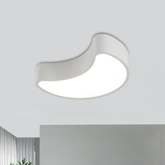 Semi-Moon Led Acrylic Flush Mount Ceiling Fixture For Kids’ Leisure Area - White/Red/Yellow