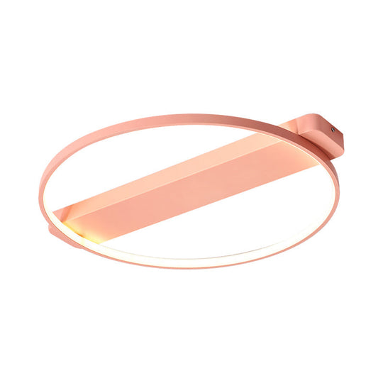 18’/22’ Kids Led Macaron Yellow/Pink/Grey Ceiling Light Fixture With Round Metal Frame