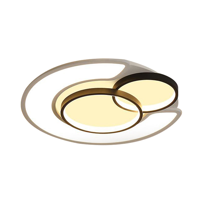 Modern Snowman Led Ceiling Light In Black - Energy - Saving Acrylic Fixture For Kids Bedroom
