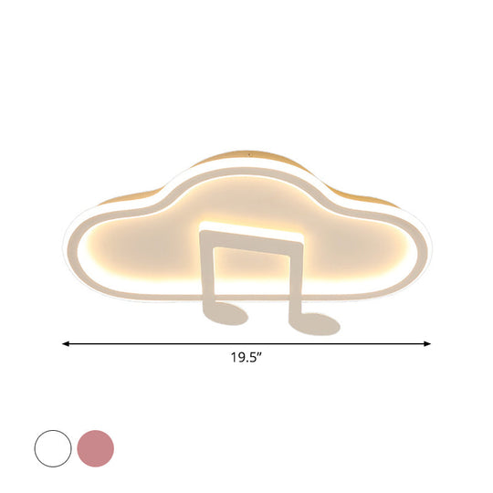 Creative Kids White/Pink Cloud Flush Light Fixture - 19.5/23.5 Wide Led Ceiling Lamp With Warm/White