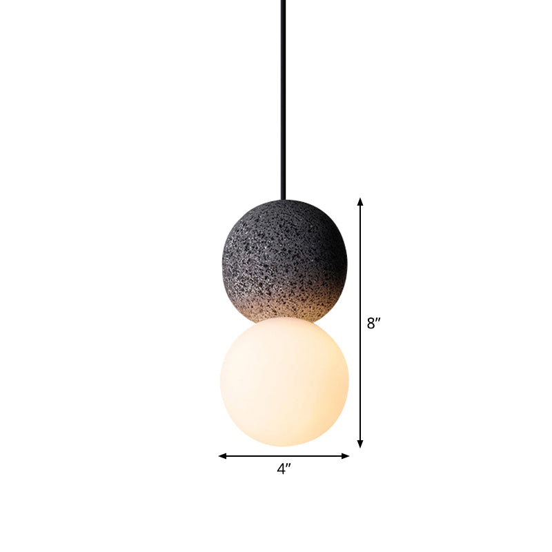 Black Opal Glass Shade Twin Ball Ceiling Hang Light Postmodern Pendant Lamp
