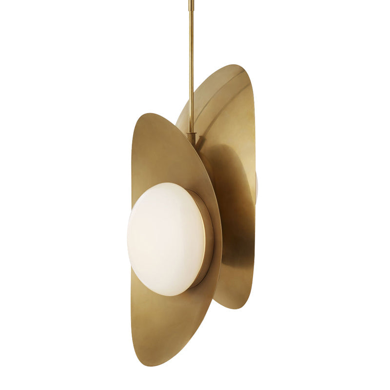 Postmodern Designer Pebble Pendant Light Kit With Opal Frosted Glass And 2 Lights - Black-Gold/Gold