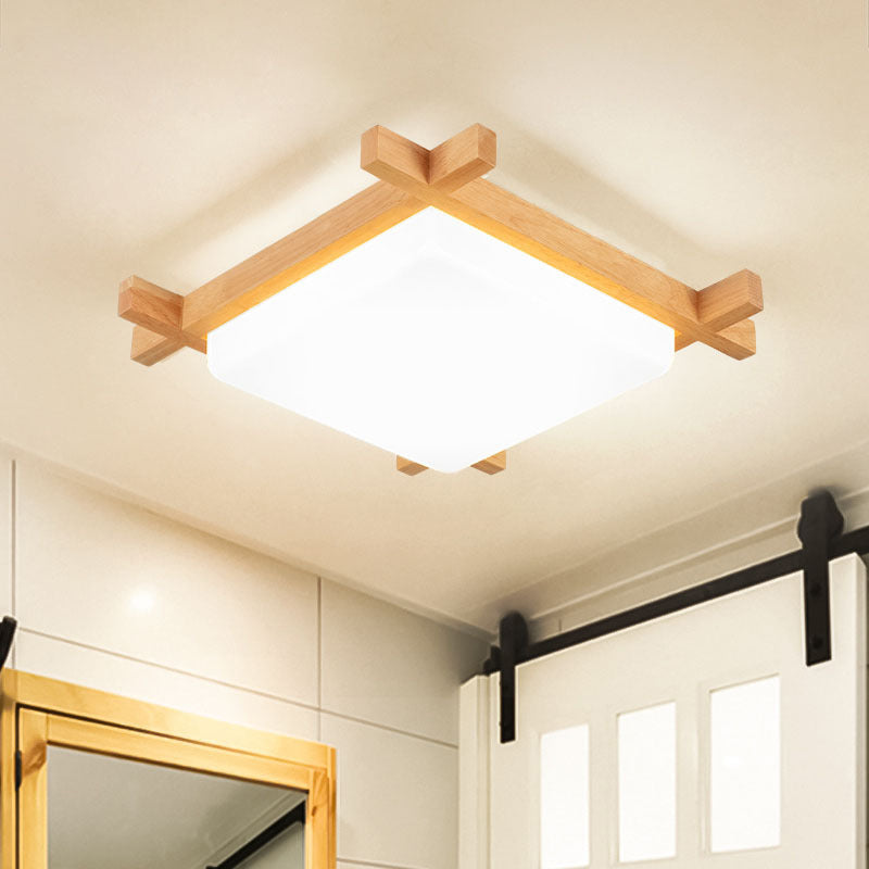 Nordic Led Acrylic Ceiling Lamp: Wood Chessboard Flush Mount Light Fixture (15’/16.5’/20.5’)