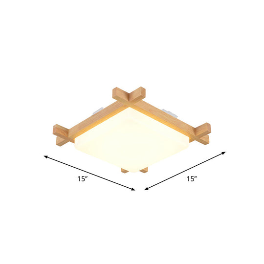 Nordic Led Acrylic Ceiling Lamp: Wood Chessboard Flush Mount Light Fixture (15’/16.5’/20.5’)