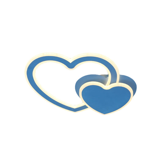 Double Loving-Heart Kids Led Flush Ceiling Light - Vibrant Undertint Ideal For Kid’s Bedroom