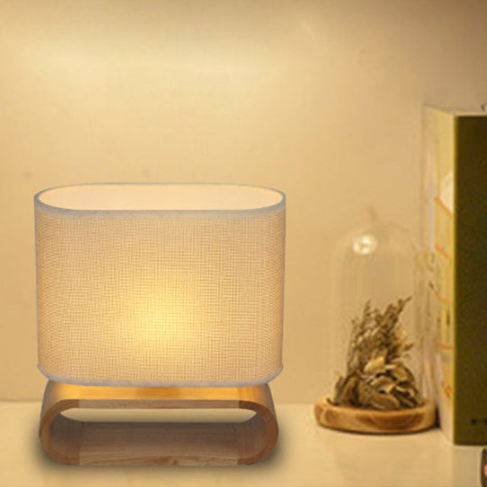 Birdun - Minimalism Wood Oval Nightstand Lamp Single Fabric Table Light For Children Bedroom