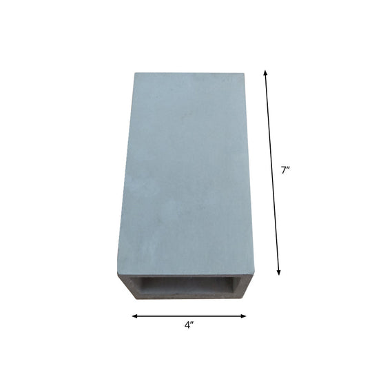 Grey Flush Mount Wall Light Nordic 1 Head - Cube/Cuboid Cement Up & Down Sconce For Stairs 4/5/7