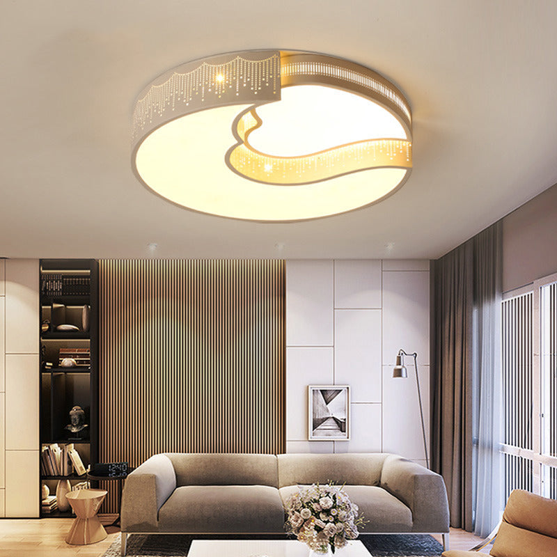 Modern White Metal Led Flushmount Ceiling Lamp For Living Room & Kitchen / 16