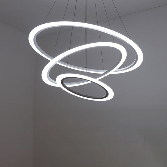 Multi Tier 2-3-4 Pendant Chandelier Acrylic White Led Ceiling Hang Light For Dining Room Lighting