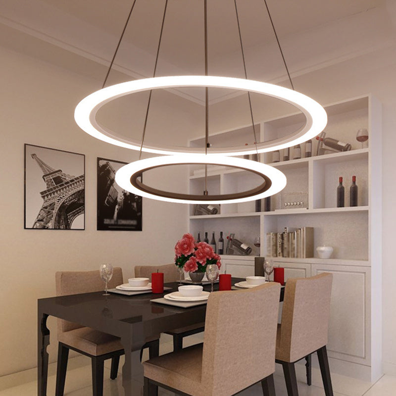 Multi Tier 2-3-4 Pendant Chandelier Acrylic White Led Ceiling Hang Light For Dining Room Lighting
