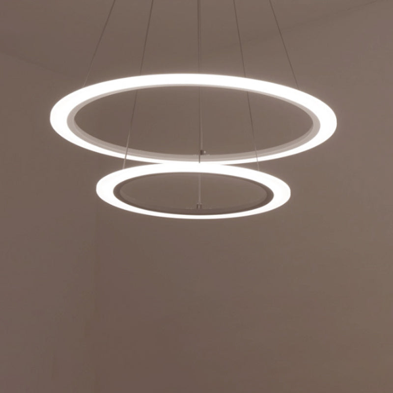 Multi Tier 2-3-4 Pendant Chandelier Acrylic White Led Ceiling Hang Light For Dining Room Lighting