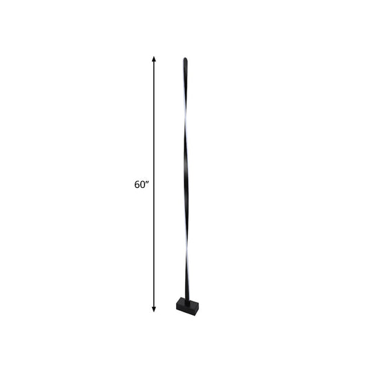 Modern Led Floor Lamp With Black Bubbling/Wavy/Twisting Design Acrylic Shade And Warm/White Light
