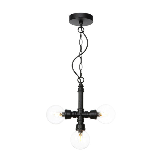 Vintage Style 3-Bulb Amber/Clear Glass Chandelier With Led Lighting For Dining Room Ceiling Clear /