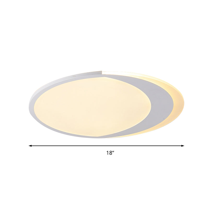 Crescent Led Ceiling Light For Kids’ Bedroom - Simple Acrylic Flush Lamp In White