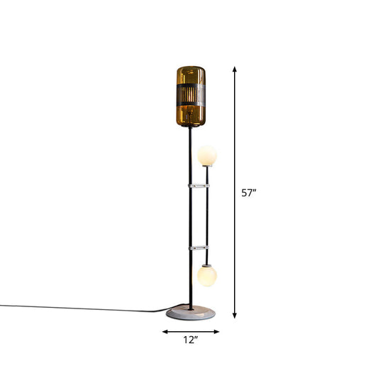 Modern Black Metal Floor Lamp With Unique Linear Capsule Arch Design For Living Room
