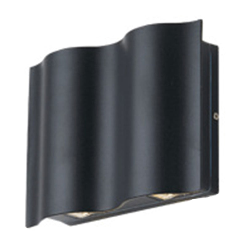 Modern Black Led Patio Sconce Lamp - 2/4/6-Light Flush Mount Wall Light With Wavy Metal Shade