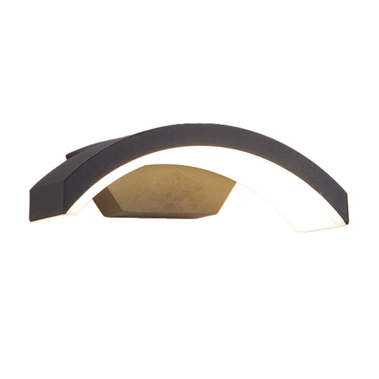 Contemporary Black Led Wall Lamp For Courtyard - Flush Mount Sconce