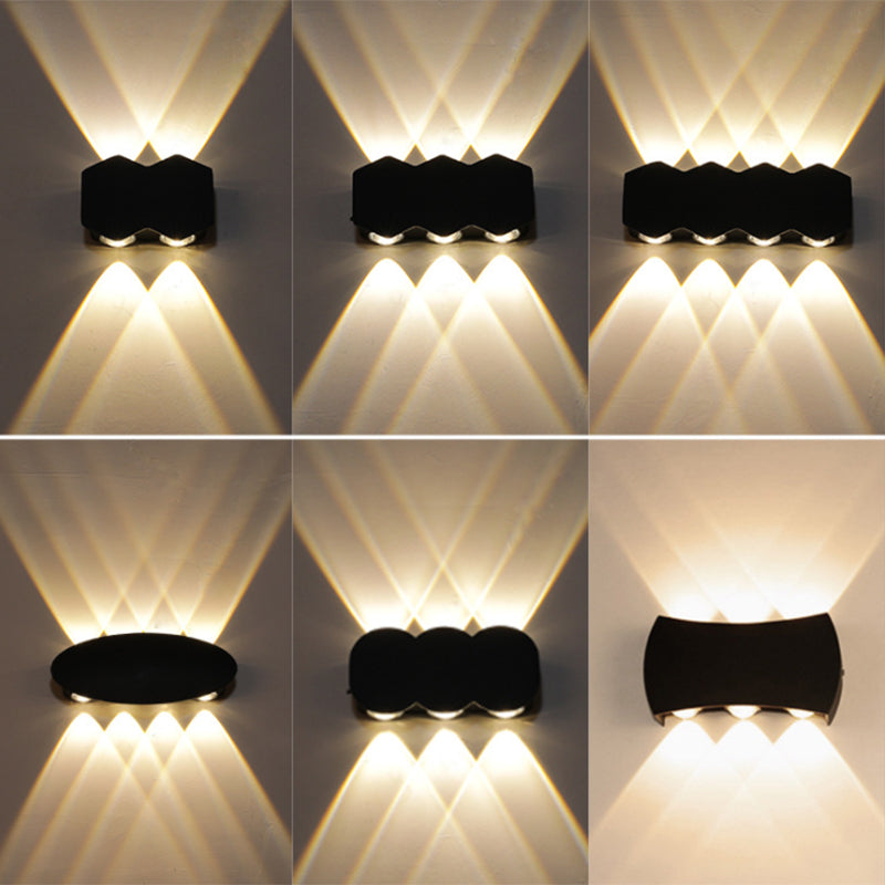 Nordic Metallic Mini Wall Light - Ellipse/Curve/Honeycomb Design 4/6-Bulb Led Washer Sconce In Black