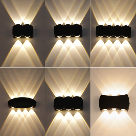 Nordic Metallic Mini Wall Light - Ellipse/Curve/Honeycomb Design 4/6-Bulb Led Washer Sconce In Black