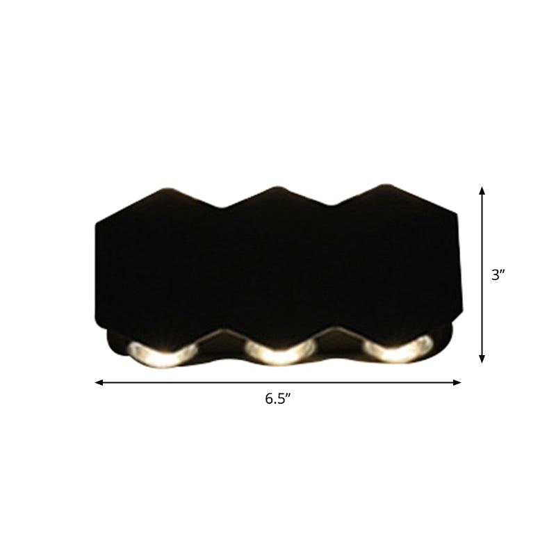 Nordic Metallic Mini Wall Light - Ellipse/Curve/Honeycomb Design 4/6-Bulb Led Washer Sconce In Black
