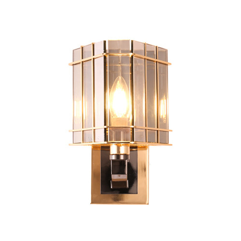 Gold Crystal Bedside Wall Sconce With 2/3 Tiers And 1/3 Light - Postmodern Triangle Design