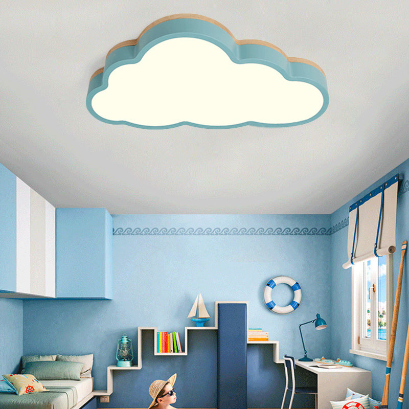 Macaron Loft Slim Panel Led Ceiling Lamp For Living Room With Acrylic Cloud Mount Blue / 19.5 White