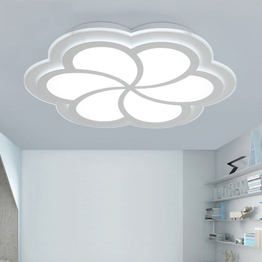 White Blossom Shaped Flush Mount Led Ceiling Lamp For Kids’ Balcony And Porch / 16.5’