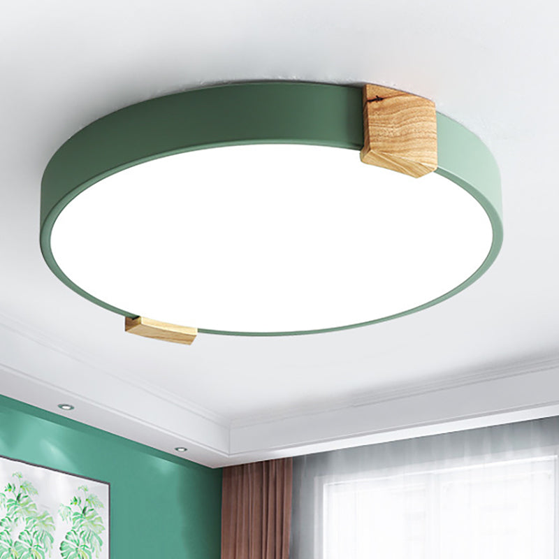 12/16 Green Acrylic Macaron Led Flush Mount Light For Study Room - Warm/White / 12 Warm
