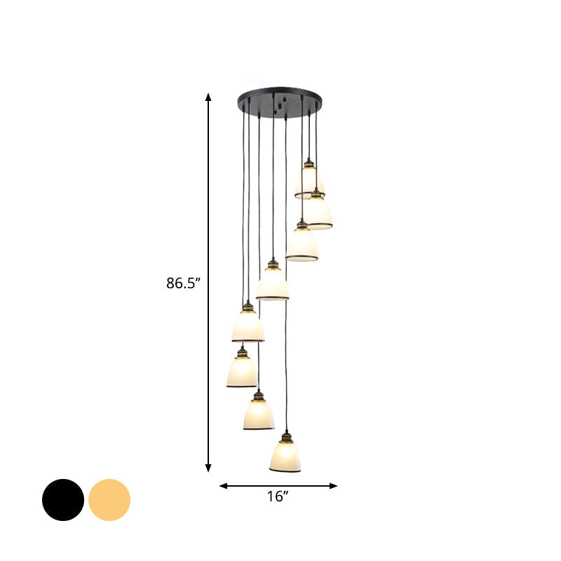 Sleek Opal Glass Spiral Pendant Ceiling Light For Living Room