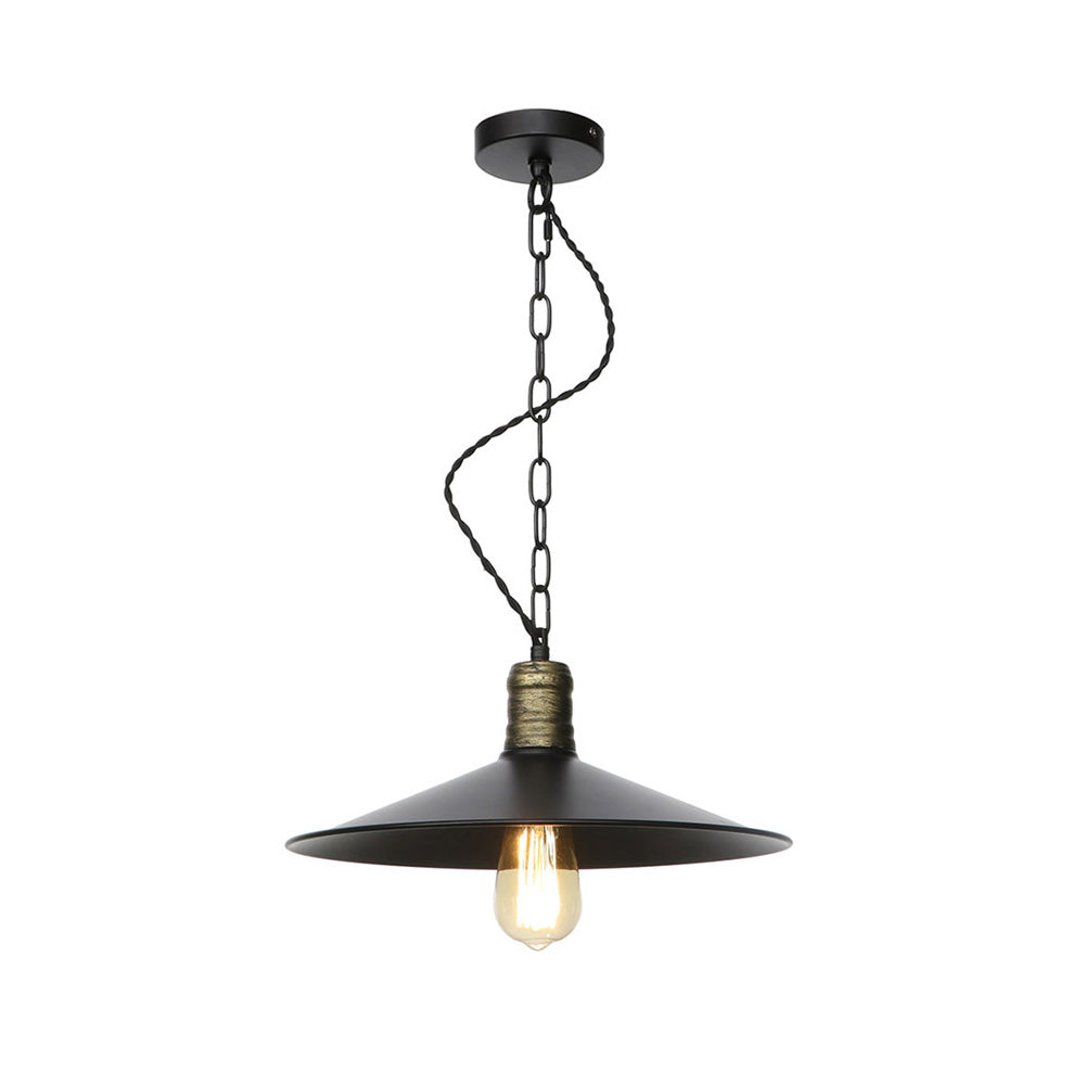 Wrought Iron Black Pendant Light - Retro 1-Light Hanging Fixture For Living Room (7/8.5/10 Width)