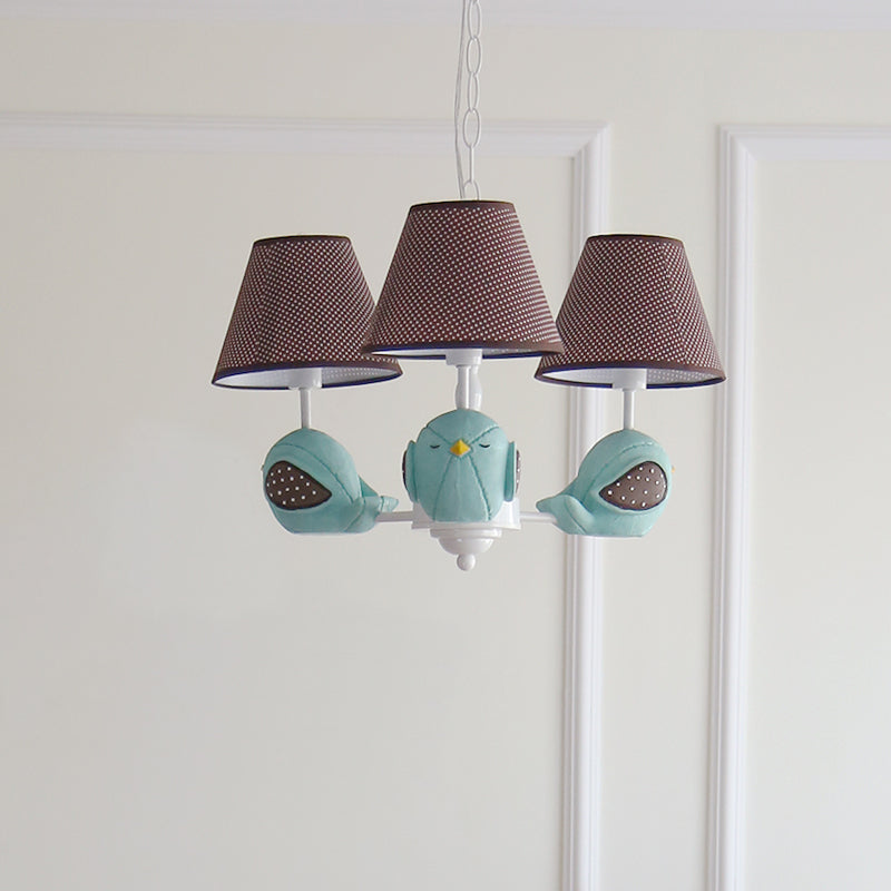 Macaron Colored Bird Chandelier: Resin Pendant Light For Kids Bedroom 3 / Blue