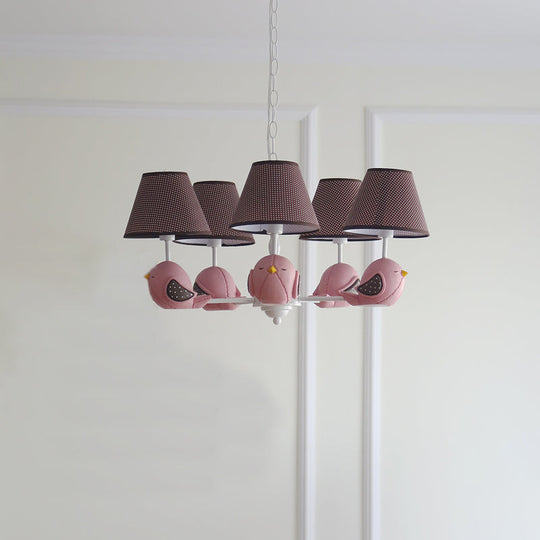 Macaron Colored Bird Chandelier: Resin Pendant Light For Kids Bedroom